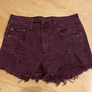American Eagle maroon jean shorts
